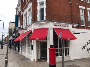3 red restaurant awnings